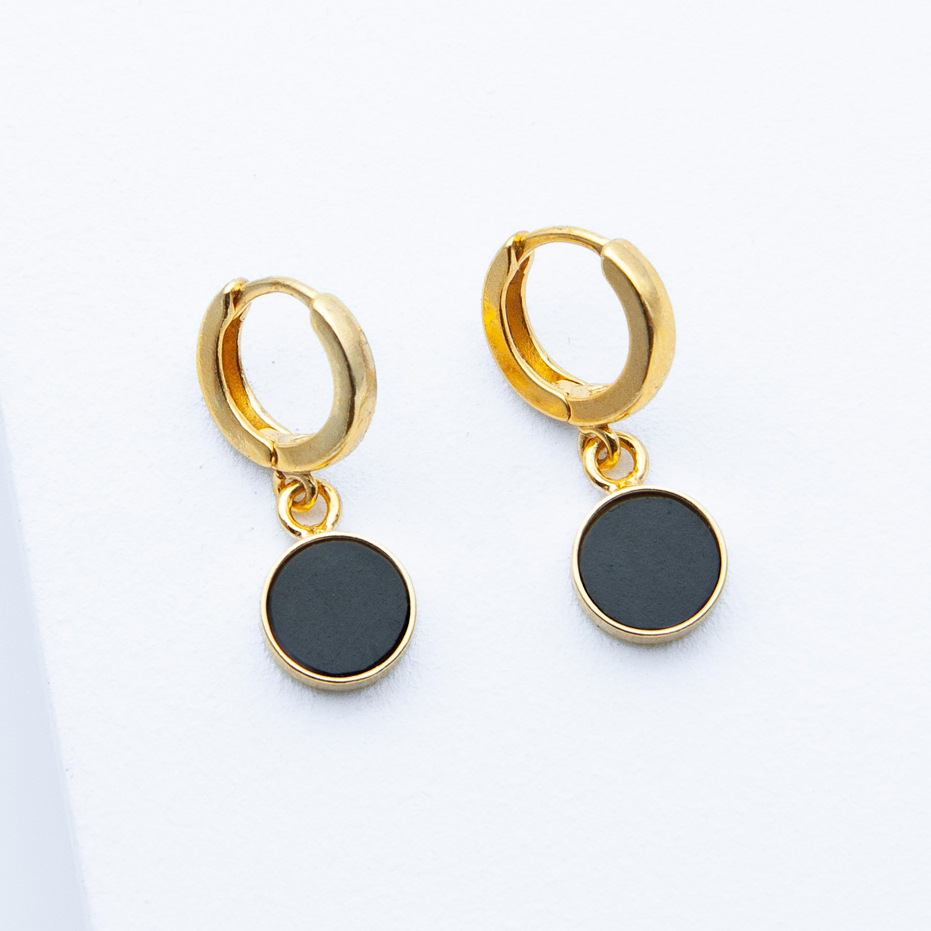 Schmuck aus Beton von Studio 4L. Kreole R20 Gold Schwarz.