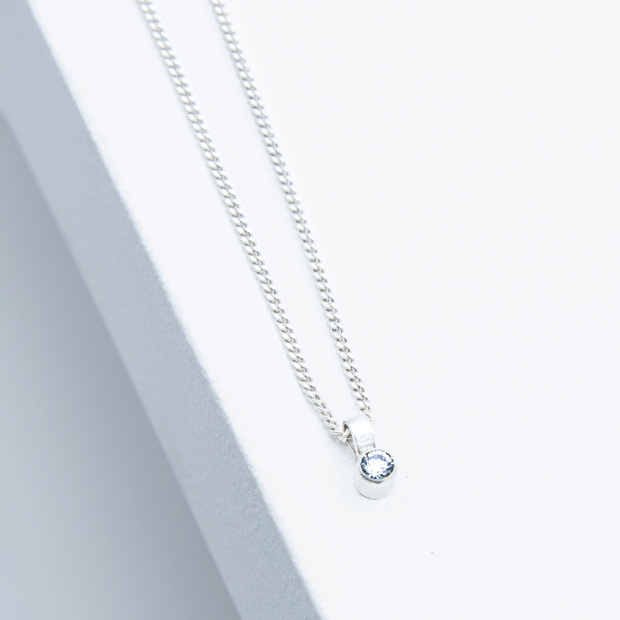 Kette Sparkle Labor-Diamant Silber mit rundem Edelstein ∅ 2,5 mm