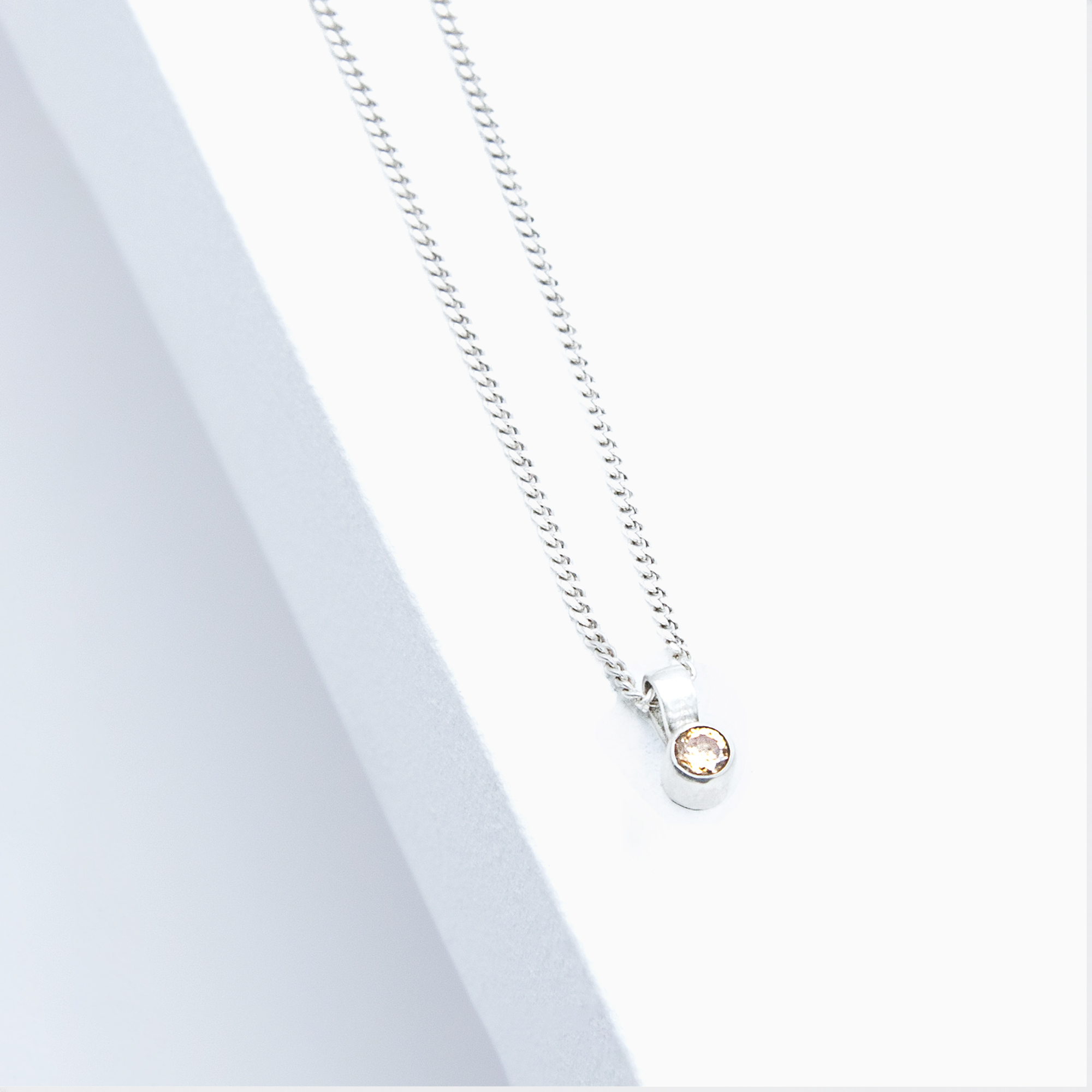 Kette Sparkle Zirkonia Silber mit rundem Zirkonia in Champagner, 3 mm Durchmesser