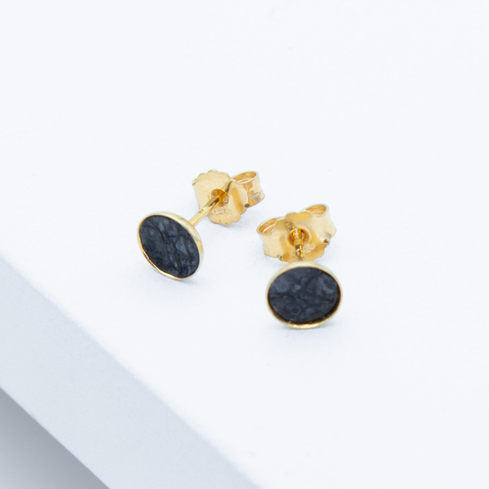 Schmuck aus Fischleder von Studio 4L. Ohrstecker R10L Gold Schwarz