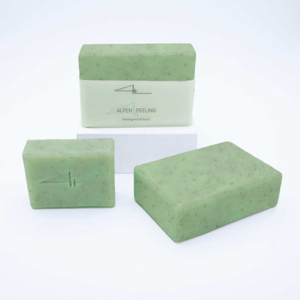 Naturseifen Alpenpeeling von Studio 4L. 100% handmade in Germany. Nachhaltig, tierversuchsfrei und ohne Plastik